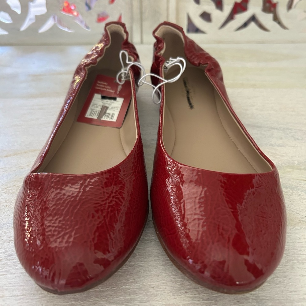 NIB Mossimo Supply Co. ONA Red Ballet Flats Patent Faux Leather Size 9 NEW - Picture 3 of 11